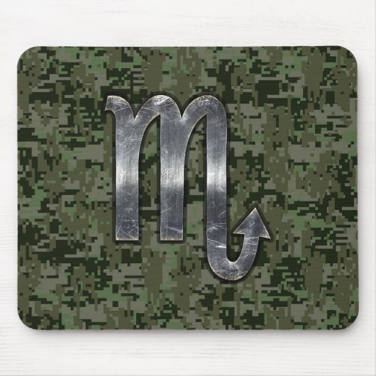 Scorpio Zodiac Symbol Woodland Digital Camo Muismat (Voorkant)