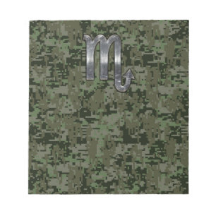 Scorpio Zodiac Symbol Woodland Digital Camo Notitieblok