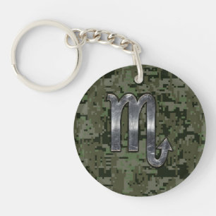 Scorpio Zodiac Symbol Woodland Digital Camo Sleutelhanger