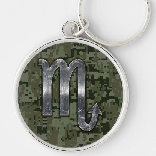 Scorpio Zodiac Symbol Woodland Digital Camo Sleutelhanger (Voorkant)