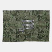 Scorpio Zodiac Symbol Woodland Digital Camo Theedoek (Horizontaal)