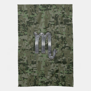 Scorpio Zodiac Symbol Woodland Digital Camo Theedoek
