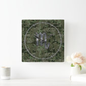 Scorpio Zodiac Symbol Woodland Digital Camo Vierkante Klok (Huis)