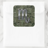 Scorpio Zodiac Symbol Woodland Digital Camo Vierkante Sticker (Tas)