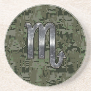 Scorpio Zodiac Symbol Woodland Digital Camo Zandsteen Onderzetter