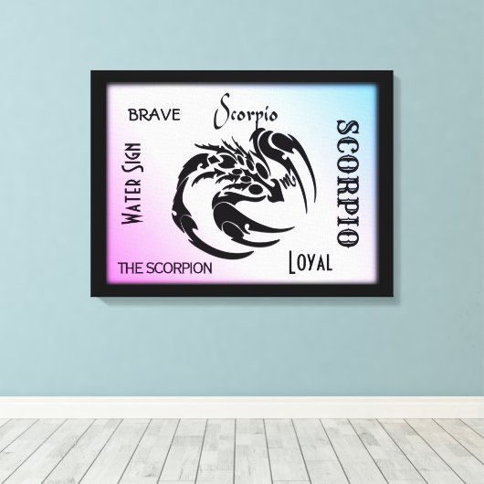 Scorpio Zodiac Symbool Canvas Afdruk (Insitu (Houten vloer))