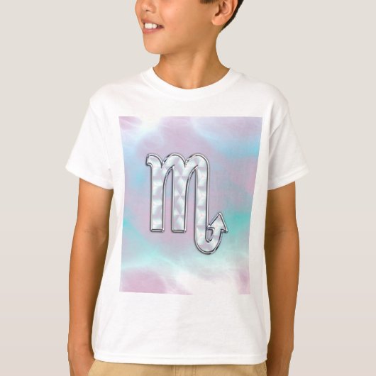 Scorpio Zodiac Symbool in moeder van het pareldeco T-shirt (Voorkant)