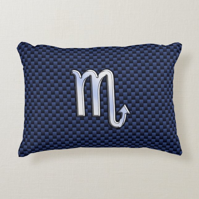 Scorpio Zodiac Symbool navy blue koolstofvezel sti Decoratief Kussen (Voorkant)