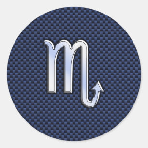 Scorpio Zodiac Symbool navy blue koolstofvezel sti Ronde Sticker
