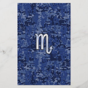 Scorpio Zodiac Symbool op Navy Blue Camo Briefpapier
