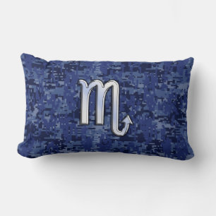 Scorpio Zodiac Symbool op Navy Blue Camo Kussen