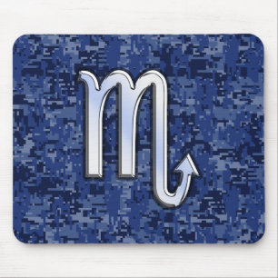 Scorpio Zodiac Symbool op Navy Blue Camo Muismat