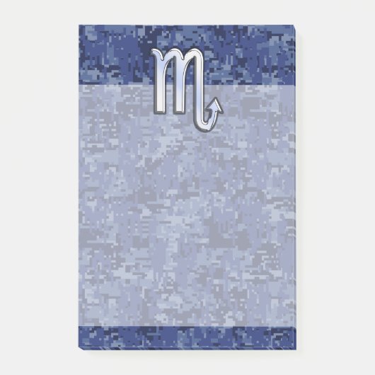 Scorpio Zodiac Symbool op Navy Blue Camo Post-it® Notes (Voorkant)