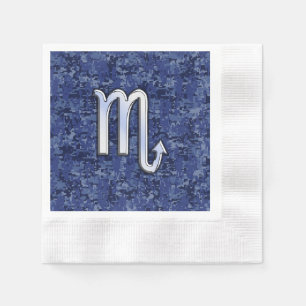 Scorpio Zodiac Symbool op Navy Blue Camo Servetten