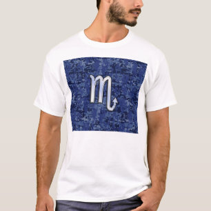 Scorpio Zodiac Symbool op Navy Blue Camo T-shirt