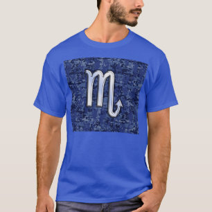 Scorpio Zodiac Symbool op Navy Blue Camo T-shirt