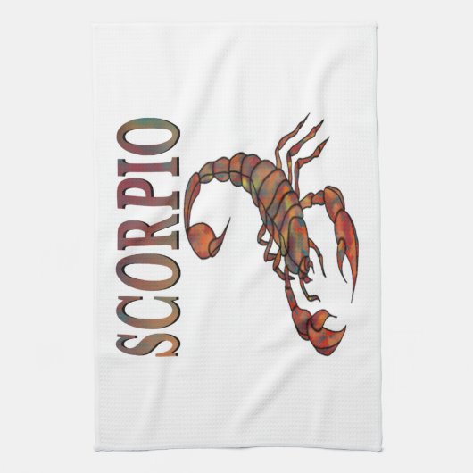 Scorpio Zodiac Symbool White Kitchen Towel Theedoek (Verticaal)