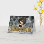 Scorpio Zodiac Verjaardagskaart met schatje Aquama Kaart (Gele Bloem)