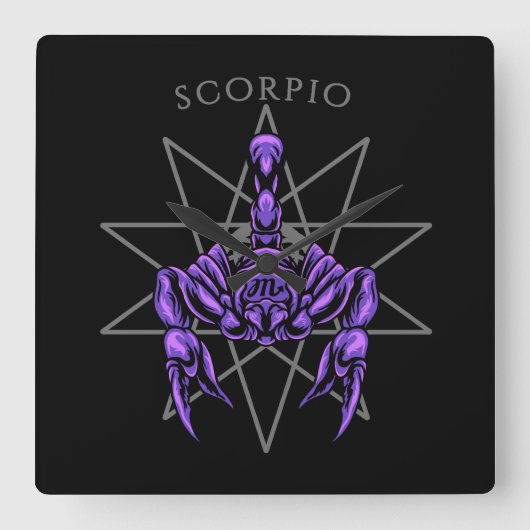 Scorpio zodiac vierkante klok (Voorkant)