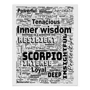 Scorpio Zodiac Word Cloud Inspiration Glossy Perfect Poster