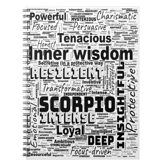 Scorpio Zodiac Word Cloud Inspiration Notitieboek (Voorkant)
