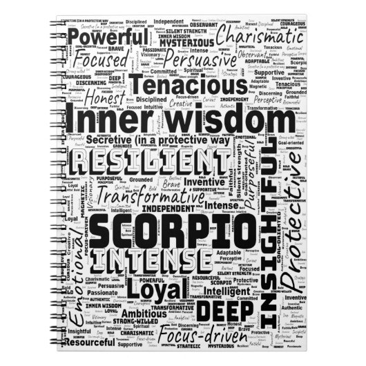 Scorpio Zodiac Word Cloud Inspiration Notitieboek (Voorkant)