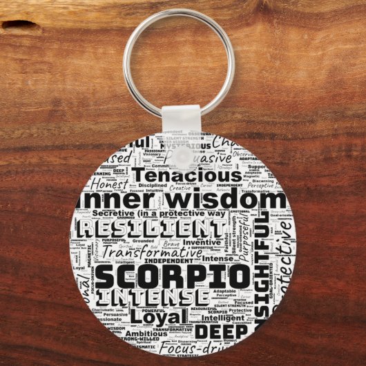 Scorpio Zodiac Word Cloud Inspiration Sleutelhange Sleutelhanger (Voorkant)