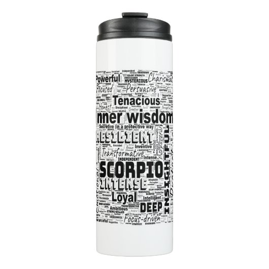 Scorpio Zodiac Word Cloud Inspiration Thermosbeker (Voorkant)