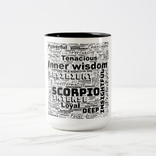 Scorpio Zodiac Word Cloud Inspiration Tweekleurige Koffiemok