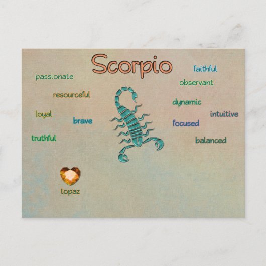 Scorpio zodiale kenmerken briefkaart (Voorkant)