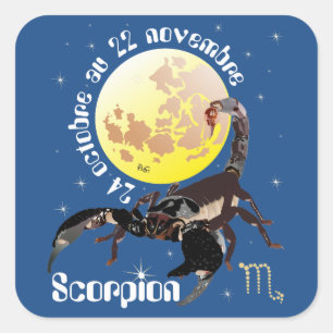 Scorpion 24 octobre au 22 novembre Autocollant Vierkante Sticker