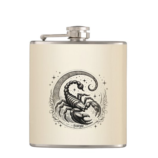 Scorpion Crescent Moon Astrologie Zodiac Schorpioe Heupfles (Voorkant)