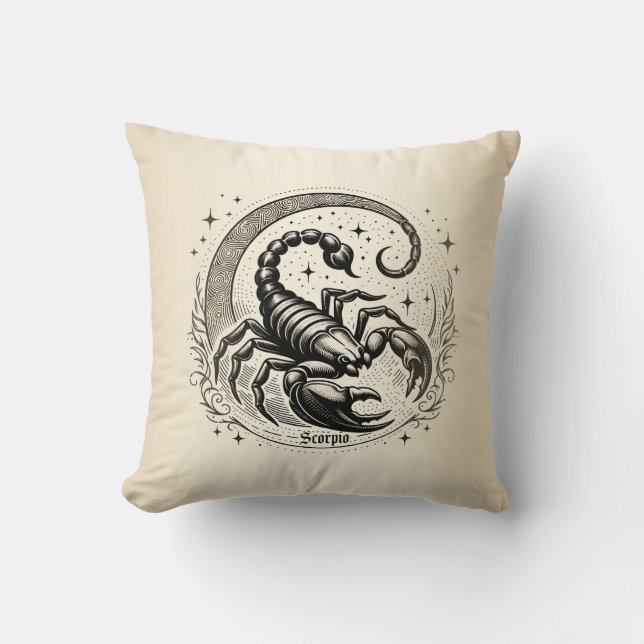 Scorpion Crescent Moon Astrologie Zodiac Schorpioe Kussen (Voorkant)