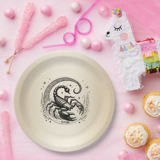 Scorpion Crescent Moon Astrologie Zodiac Schorpioe Papieren Bordje (Feest)