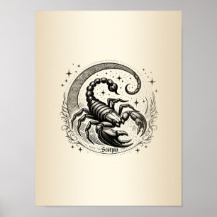 Scorpion Crescent Moon Astrologie Zodiac Schorpioe Poster
