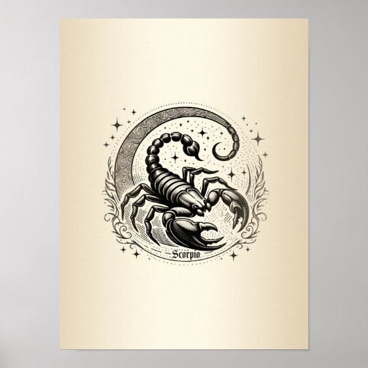 Scorpion Crescent Moon Astrologie Zodiac Schorpioe Poster (Voorkant)