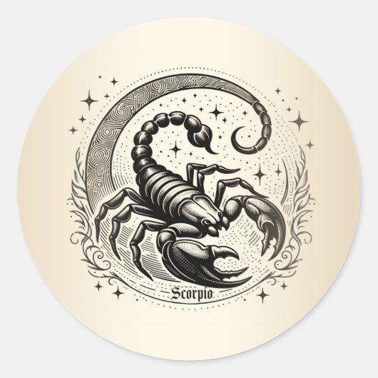 Scorpion Crescent Moon Astrologie Zodiac Schorpioe Ronde Sticker (Voorkant)