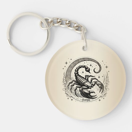 Scorpion Crescent Moon Astrologie Zodiac Schorpioe Sleutelhanger (Voorkant)