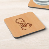 Scorpion silhouet gegraveerd op houtafbeelding drankjes onderzetter (Linkerzijde)