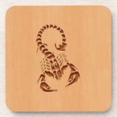 Scorpion silhouet gegraveerd op houtafbeelding drankjes onderzetter (Voorkant)