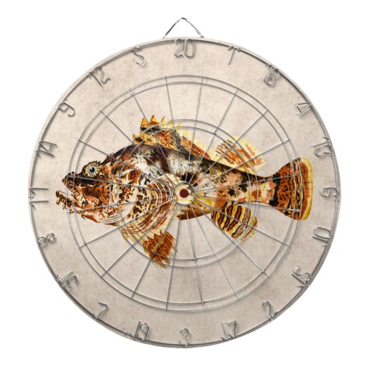 Scorpion vis - Antiek Hawaiiaanse afdruk Dartbord (Voorkant)