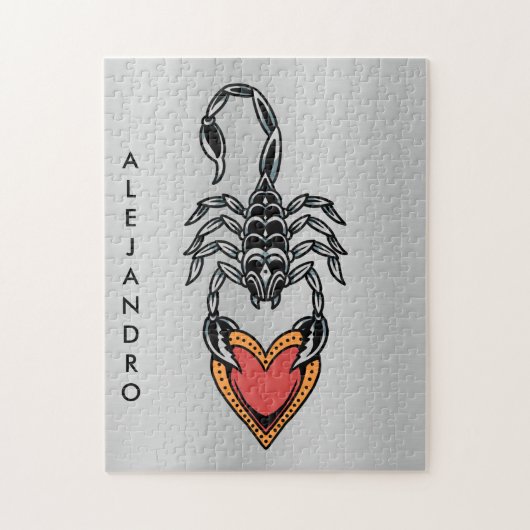 Scorpion Zodiac Sign Heart Love Dark Grey Add Name Legpuzzel (Verticaal)