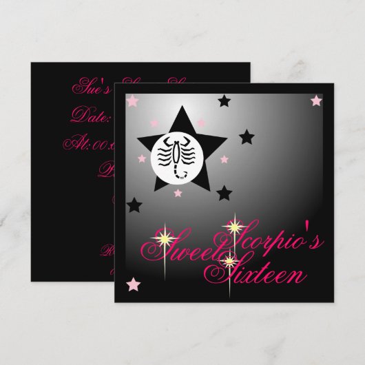 Scorpio's Zodiacal Fortune Sweet Sixteen-Customize Kaart (Voorkant / Achterkant)