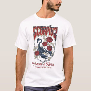 Scorpius Venom en Rozen Vintage Rock Esthetiek T-shirt