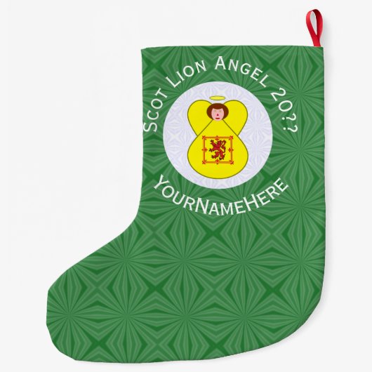 Scot Lion Rampant Angel Kerstvlag Personaliseren Grote Kerstsok (Achterkant)