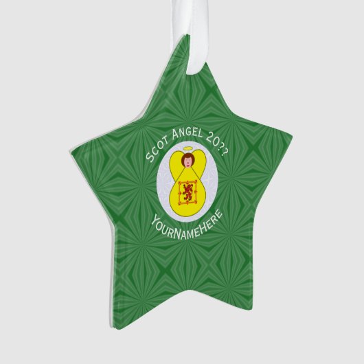 Scot Lion Rampant Angel Kerstvlag Personaliseren Ornament (voorkant)