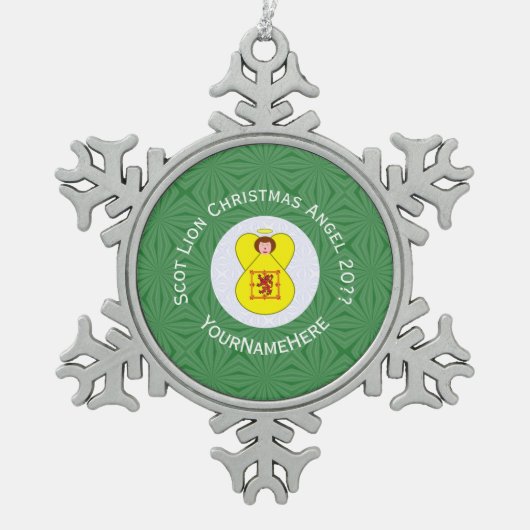Scot Lion Rampant Angel Kerstvlag Personaliseren Tin Sneeuwvlok Ornament (Voorkant)