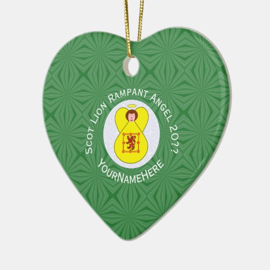 Scot Lion Rampant Flag Angel Year Jouw naam Heart Keramisch Ornament (Links)