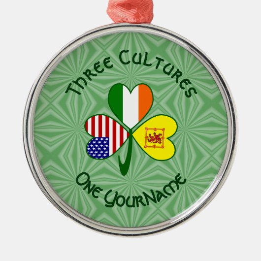Scot Rampant Irish Flags Shamrock Personalize Text Metalen Ornament (Voorkant)