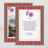 Scotch Clan Tartan bruiloft gedicht Dank u foto Kaart (Voorkant / Achterkant)